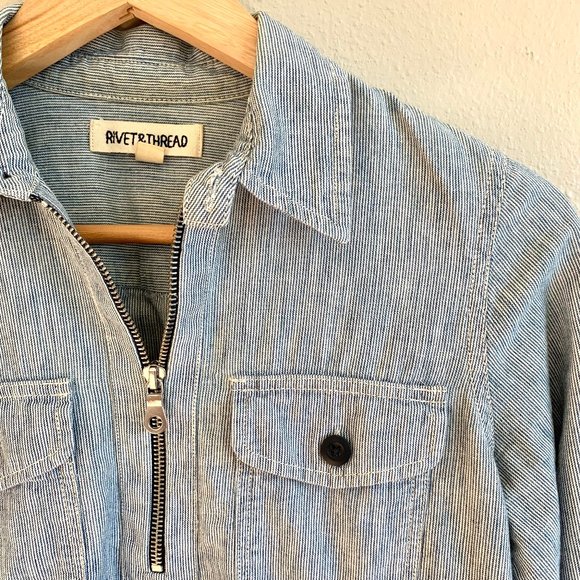 Rivet & Thread Long Sleeve Blouse, Zip Up - Picture 1 of 6